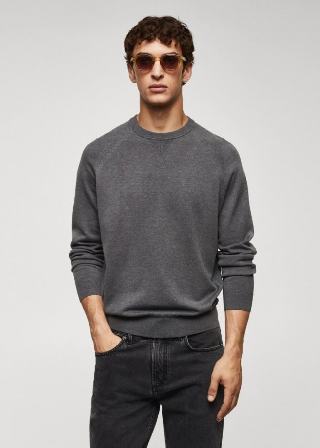 Mango Jersey punto fino algodón - Gris medio vigoré