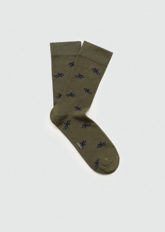 Mango Calcetines algodón estampado animal - Khaki