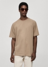 Mango Camiseta algodón relaxed fit - Beige