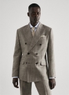 Mango Americana traje lino cuadro - Beige