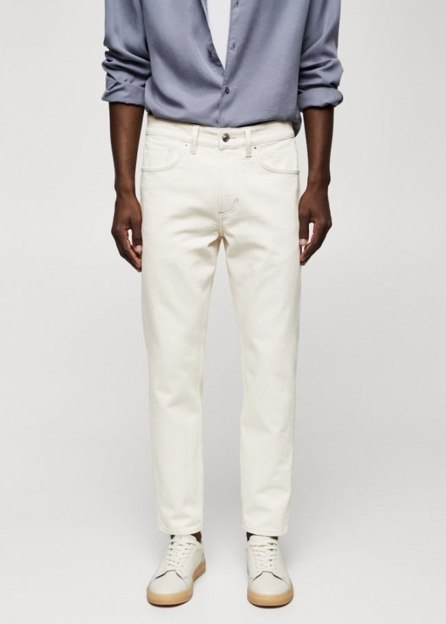 Mango Jeans Ben tapered cropped - Blanco roto