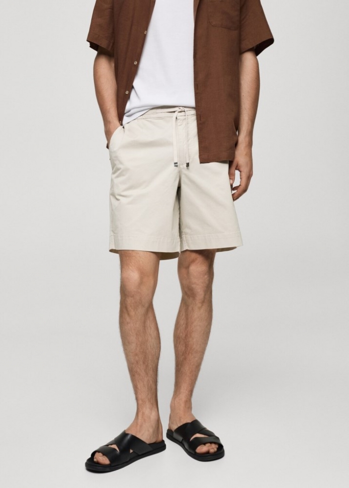 Mango Bermudas slim fit algodón - Beige