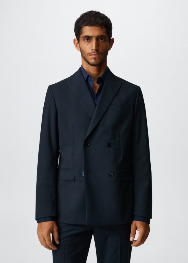 Mango Americana traje slim fit cruzada - Azul marino oscuro
