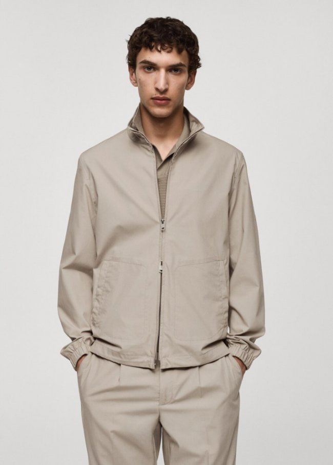 Mango Chaqueta lyocell cremallera - Gris
