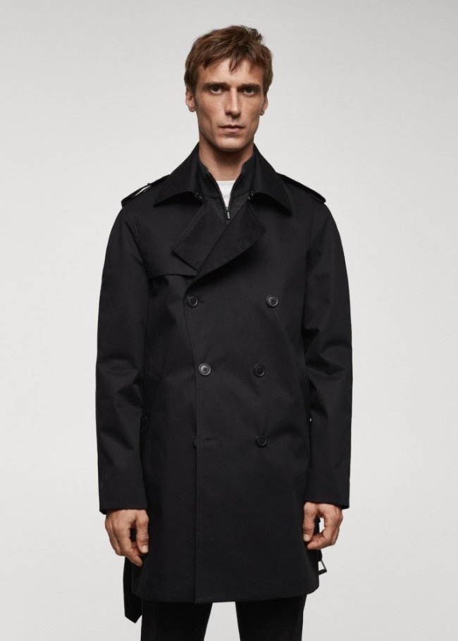 Mango Gabardina clásica water repellent - Negro