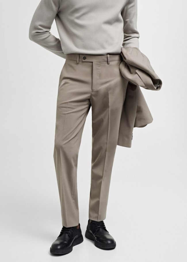 Mango Pantalón traje slim fit lana - Gris claro/pastel