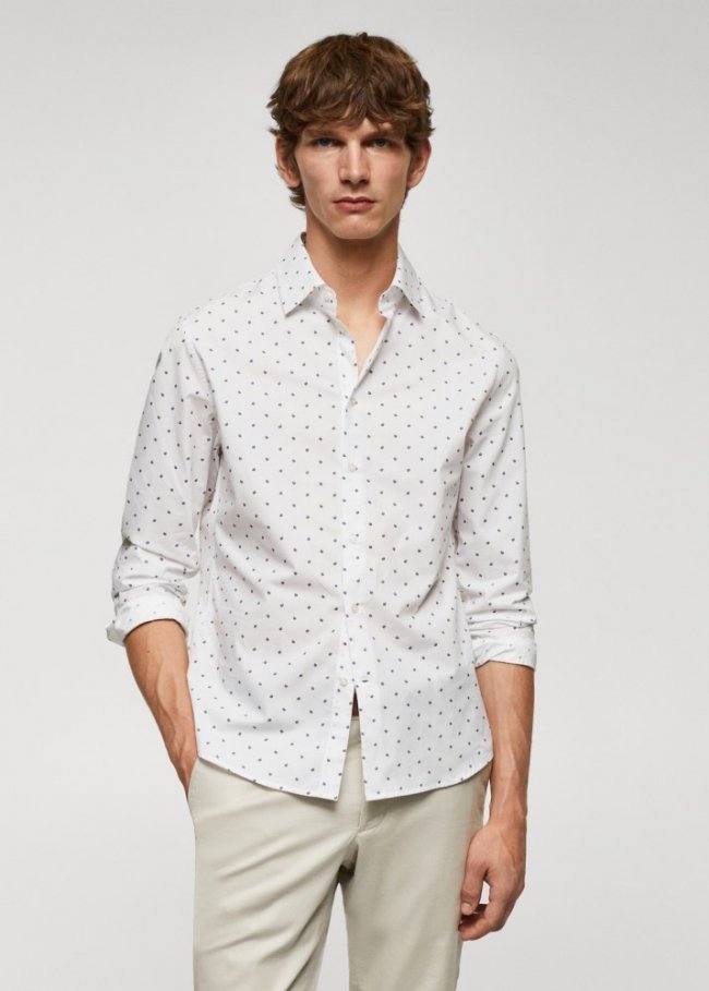 Mango Camisa 100% algodón estampada - Blanco