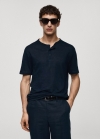 Mango Camiseta slim fit 100% lino - Azul marino oscuro