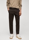 Mango Pantalón algodón tapered crop - Marrón medio