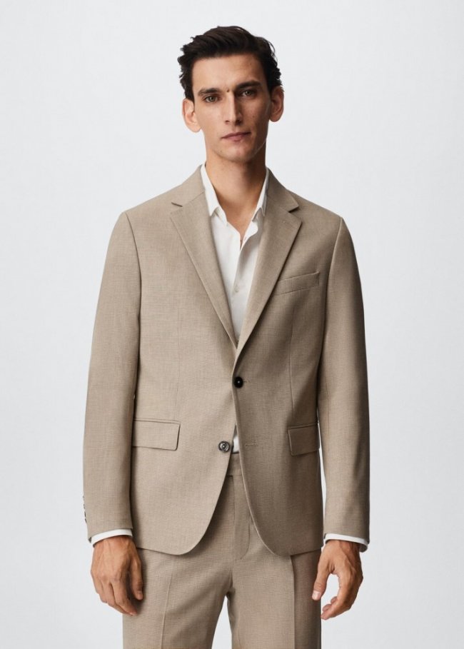 Mango Americana traje lana - Gris visón