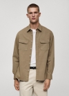 Mango Sobrecamisa twill algodón bolsillos - Marrón tabaco