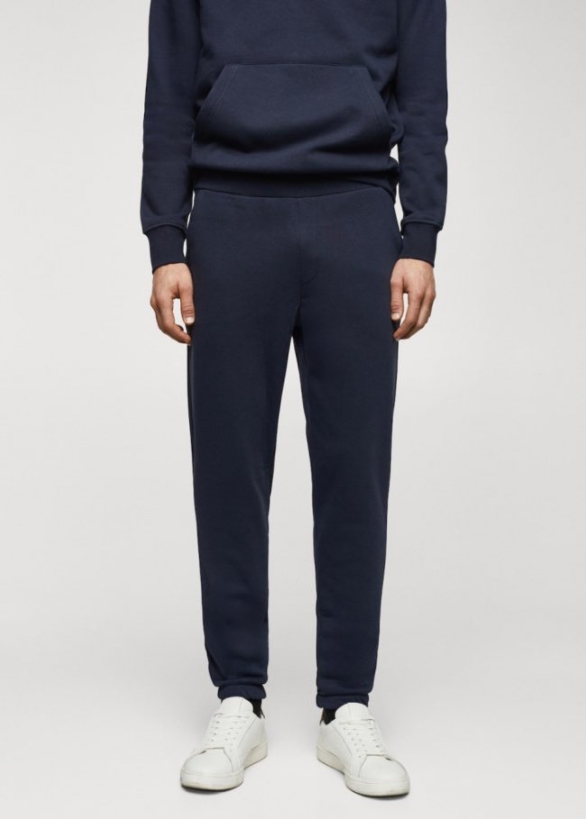 Mango Pantalón jogger algodón - Azul marino