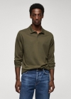 Mango Polo algodón manga larga - Khaki