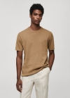 Mango Camiseta punto mezcla algodón - Marrón medio