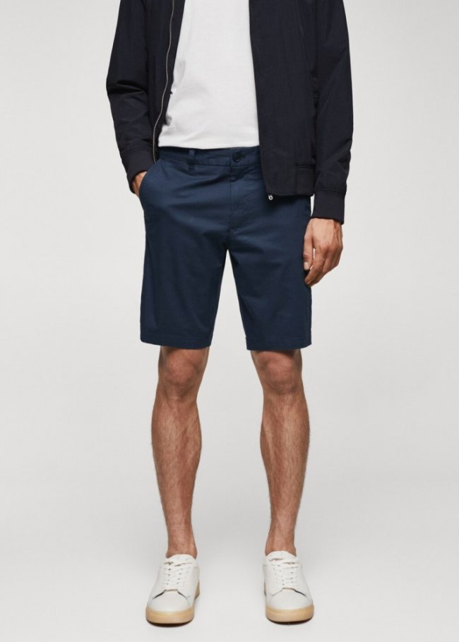 Mango Bermudas slim fit chino algodón - Azul marino oscuro