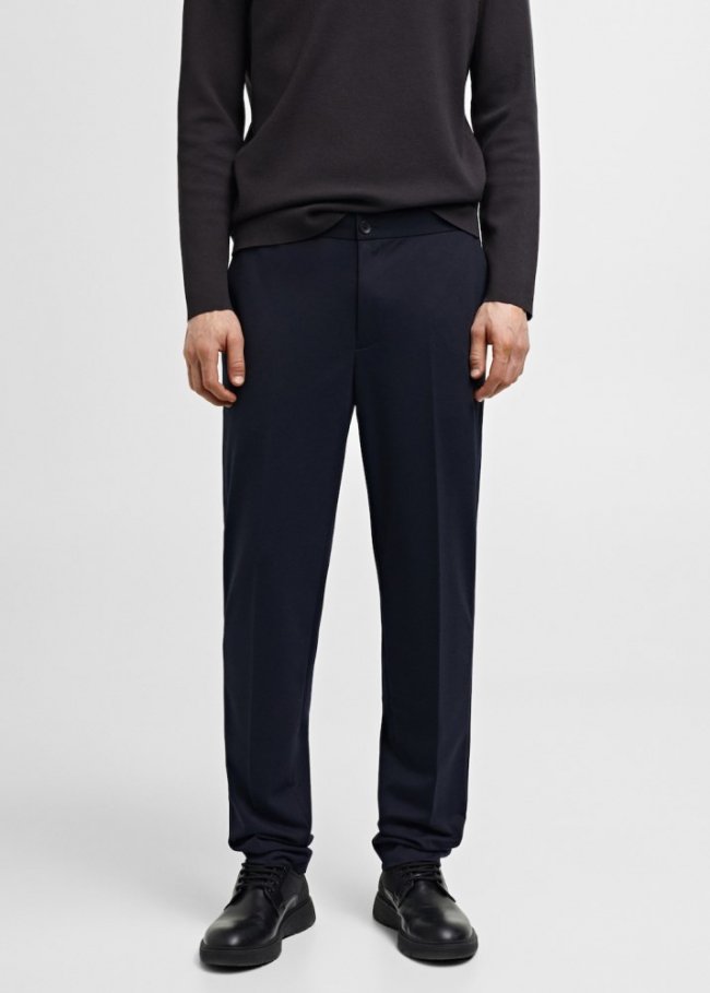 Mango Pantalón traje slim fit algodón - Azul marino oscuro