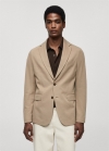 Mango Americana slim fit algodón estructura - Marrón medio