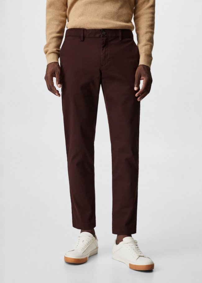 Mango Pantalón algodón tapered crop - Vino