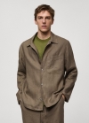 Mango Sobrecamisa regular fit 100% lino - Khaki