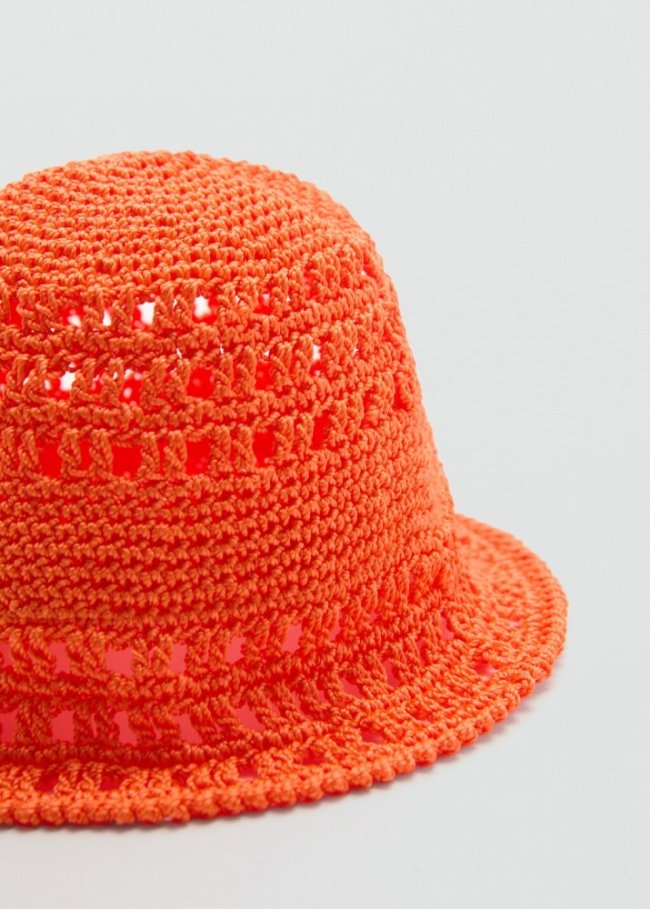 Mango Gorro bucket crochet - Naranja