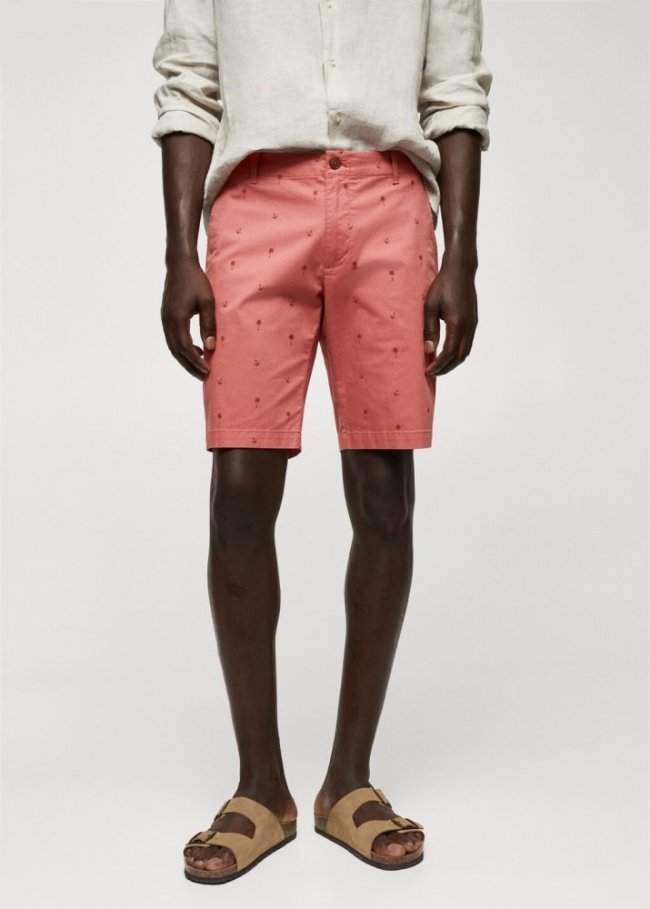 Mango Bermuda slim fit algodón microestampado - Pomelo
