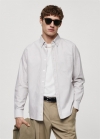 Mango Camisa 100% algodón rayas kodak - Khaki