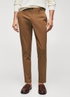 Mango Pantalón algodón tapered crop - Café