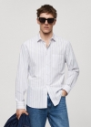 Mango Camisa classic fit rayas - Blanco