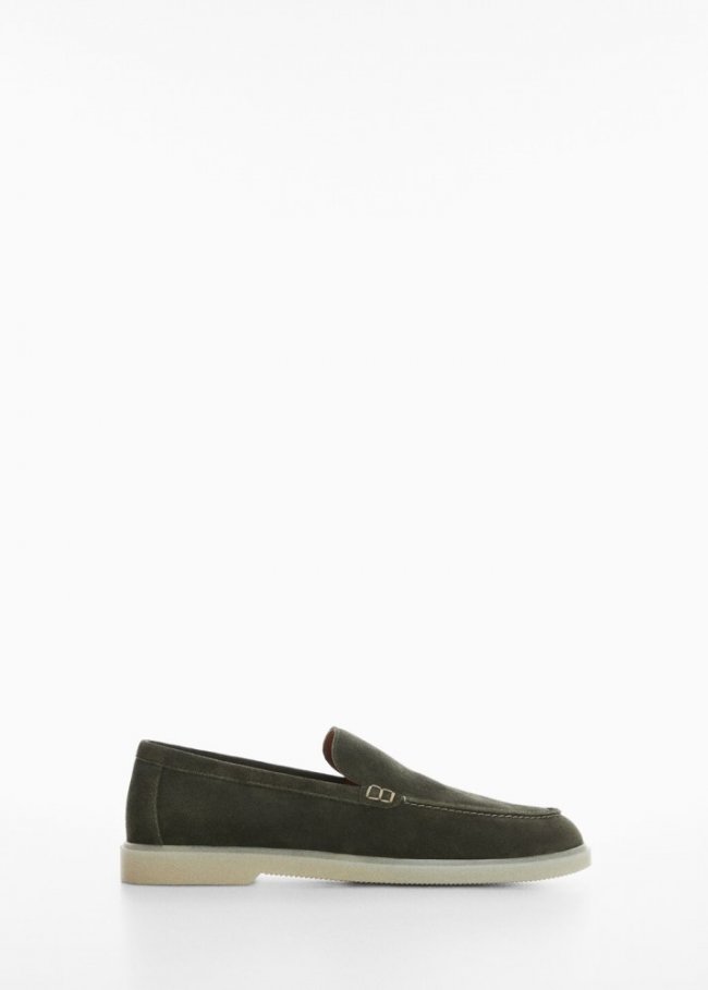 Mango Mocasín piel serraje - Khaki