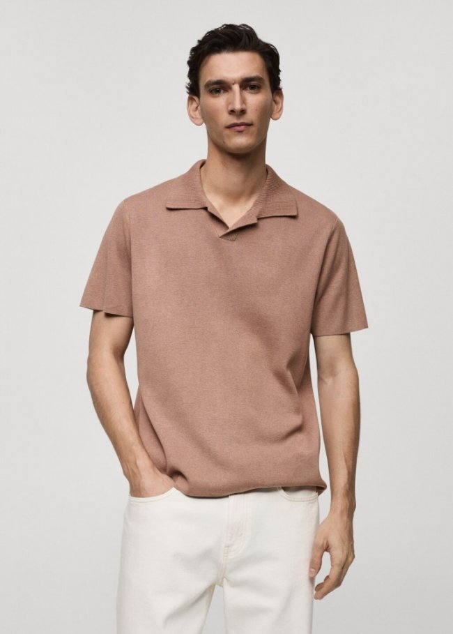 Mango Polo punto algodón textura - Nude