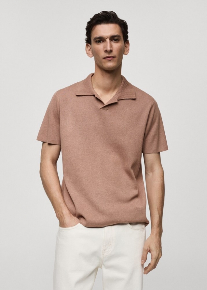 Mango Polo punto algodón textura - Nude