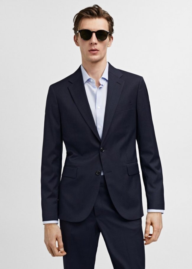Mango Americana traje slim fit tejido comfort stretch - Azul marino oscuro