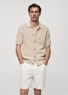 Mango Polo punto calado botones - Beige