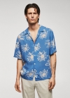 Mango Camisa cuello bowling estampado flor - Azul