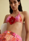 Mango Broche crochet flor - Rojo