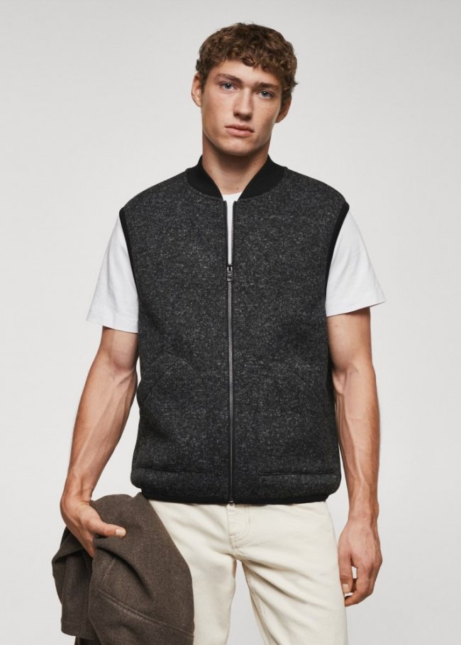 Mango Chaleco jaspeado cremallera - Gris antracita