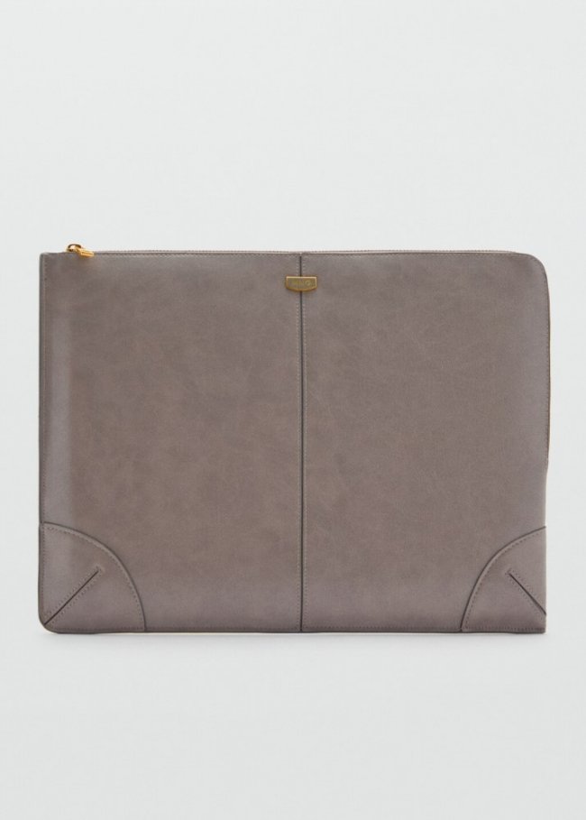 Mango Funda portátil detalle costuras - Gris