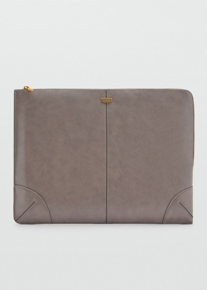 Mango Funda portátil detalle costuras - Gris