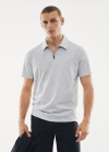 Mango Polo algodón cremallera - Gris claro vigoré