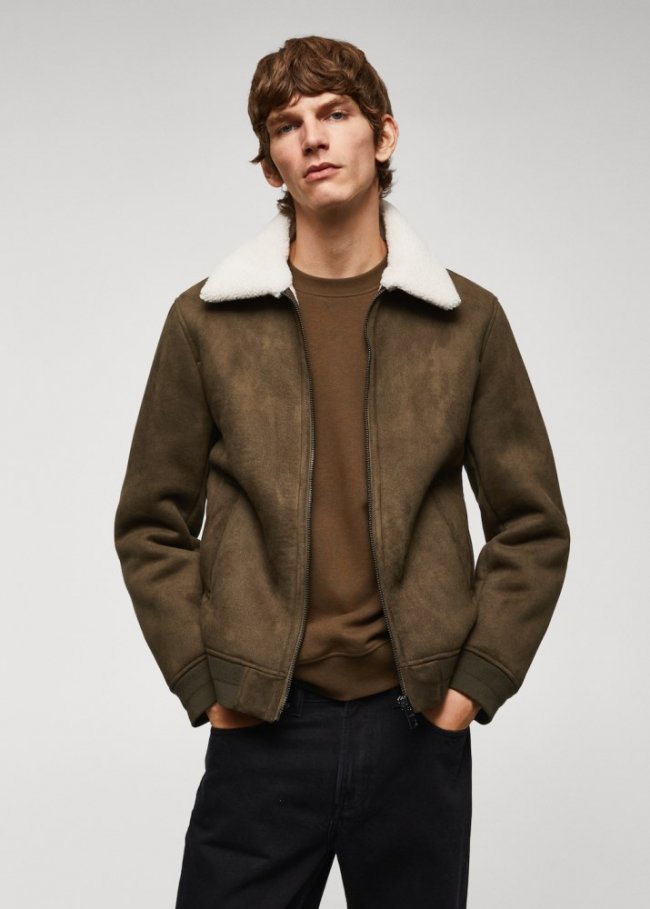 Mango Cazadora doble faz borreguillo - Khaki