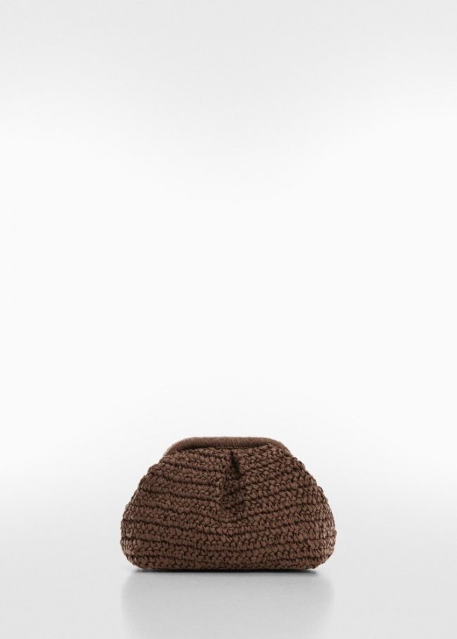 Mango Bolso clutch ratán - Chocolate
