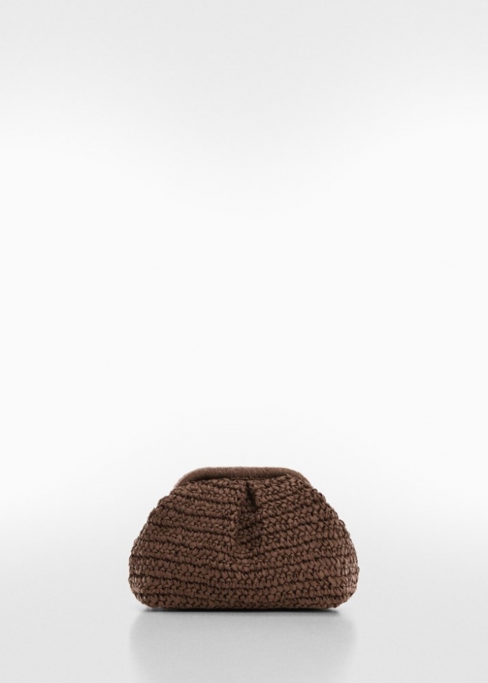 Mango Bolso clutch ratán - Chocolate