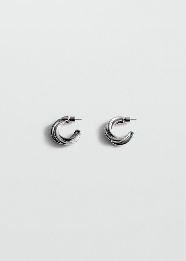 Mango Pendientes aros entrelazados - Plata