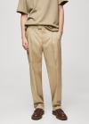 Mango Pantalón traje relaxed fit pinzas - Beige