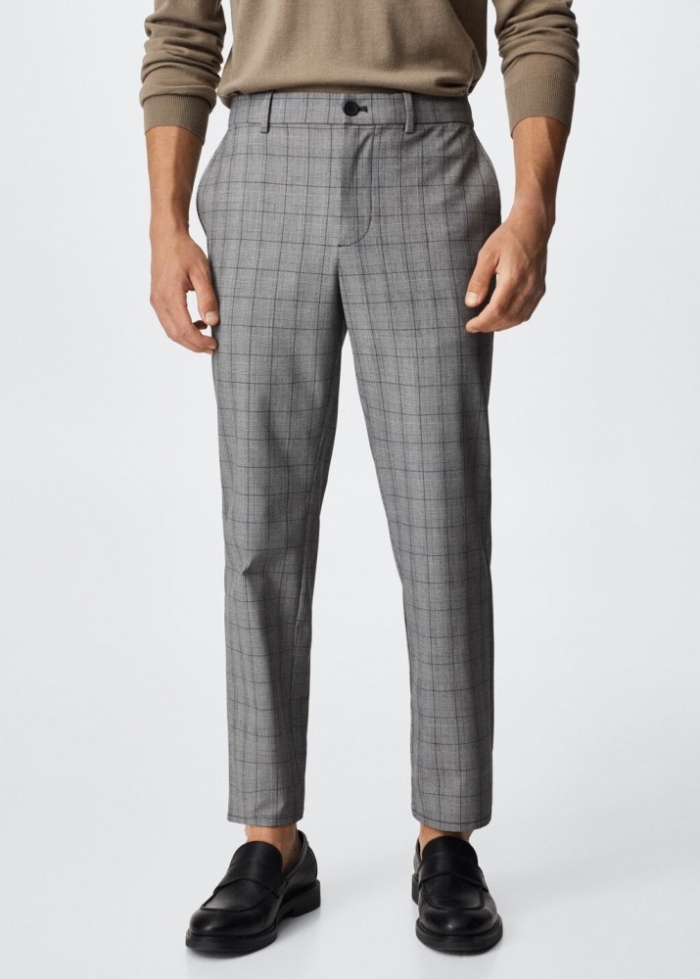 Mango Pantalón tapered fit stretch - Gris oscuro vigoré