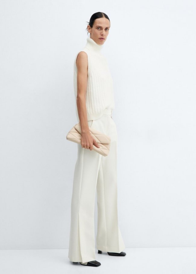 Mango Bolso acolchado asa cadena - Blanco roto