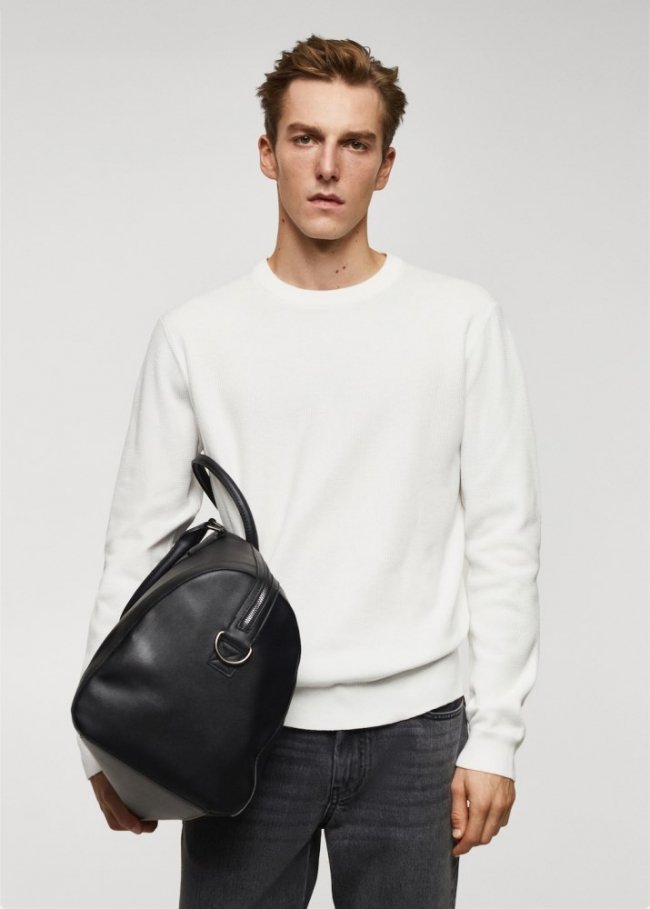 Mango Jersey algodón estructura - Blanco