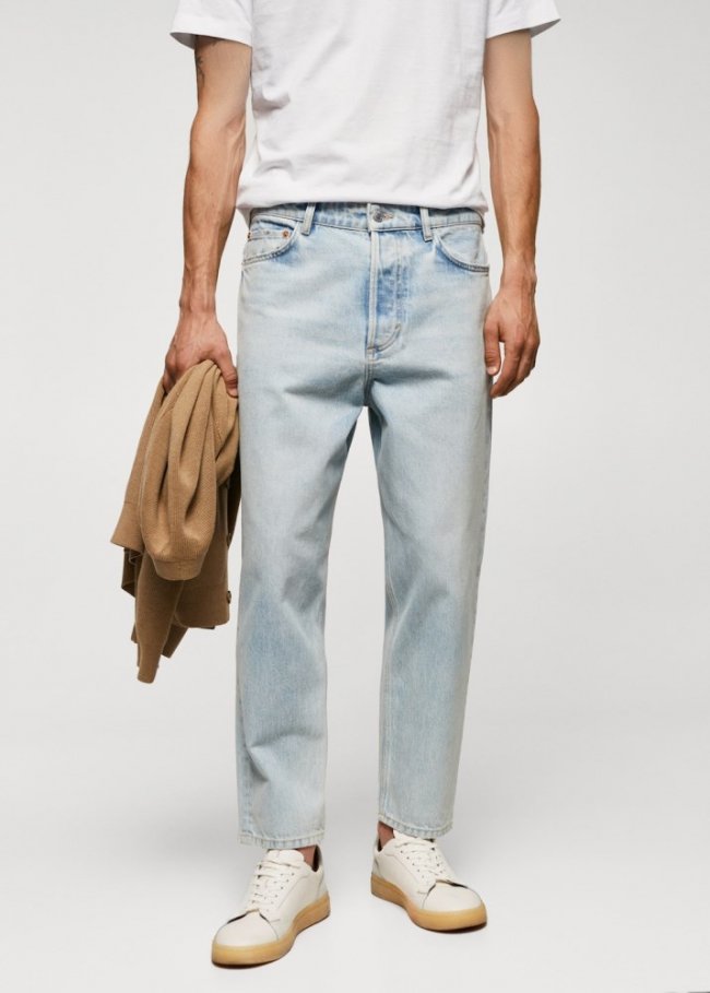 Mango Jeans tapered loose cropped - Azul claro