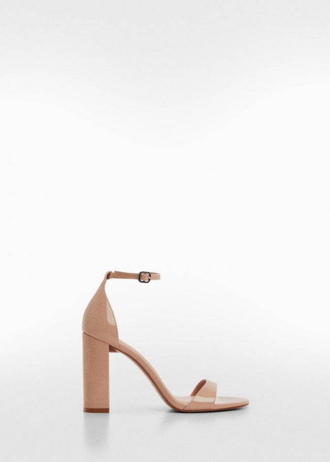 Mango Sandalia tira tacón - Nude