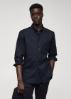 Mango Camisa regular fit Oxford algodón - Azul marino
